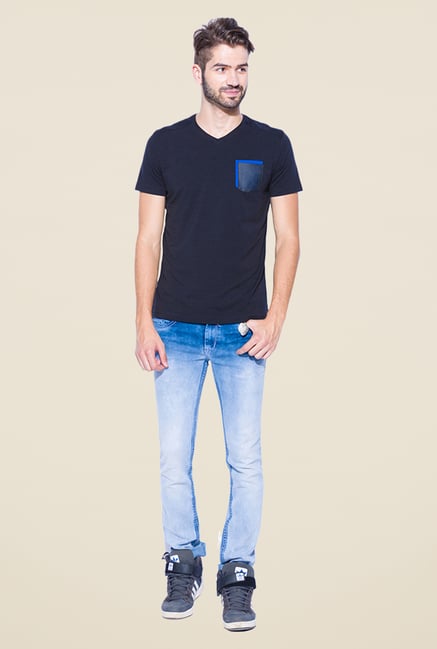Mufti Navy Slim Fit V Neck T Shirt Mufti Navy Slim Fit V Neck T Shirt