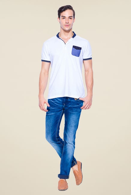 Mufti White Slim Fit Polo T Shirt Mufti White Slim Fit Polo T Shirt