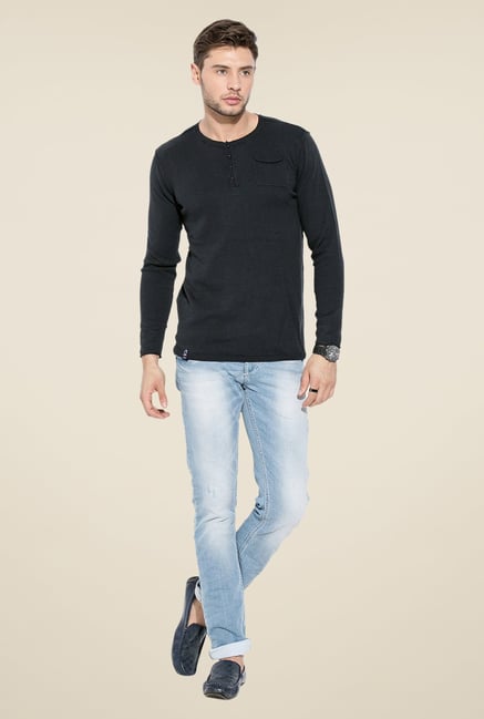 Mufti Dark Navy Henley Sweatshirt Mufti Dark Navy Henley Sweatshirt