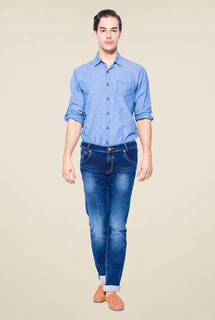 Mufti Dark Blue Heavily Washed Jeans Mufti Dark Blue Heavily Washed Jeans
