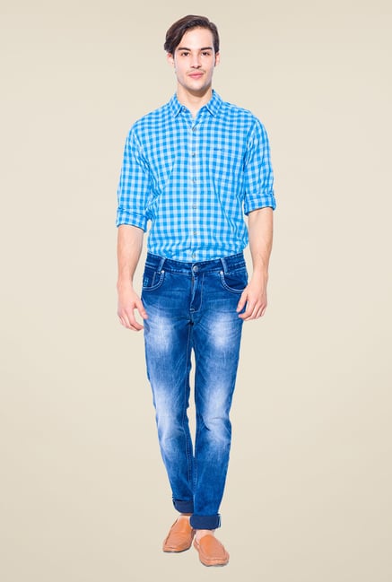 Mufti Dark Blue Heavily Washed Slim Fit Jeans Mufti Dark Blue Heavily Washed Slim Fit Jeans