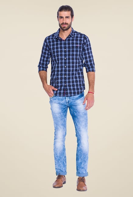 Mufti Navy Checked Shirt Mufti Navy Checked Shirt