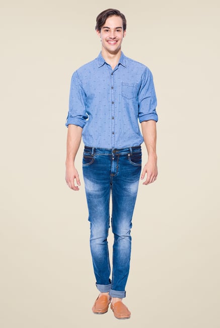 Mufti Dark Blue Heavily Washed Cotton Jeans Mufti Dark Blue Heavily Washed Cotton Jeans
