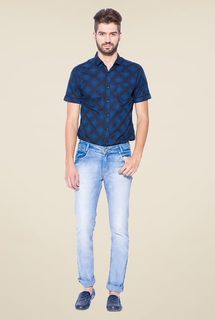 Mufti Light Blue Heavily Washed Jeans Mufti Light Blue Heavily Washed Jeans