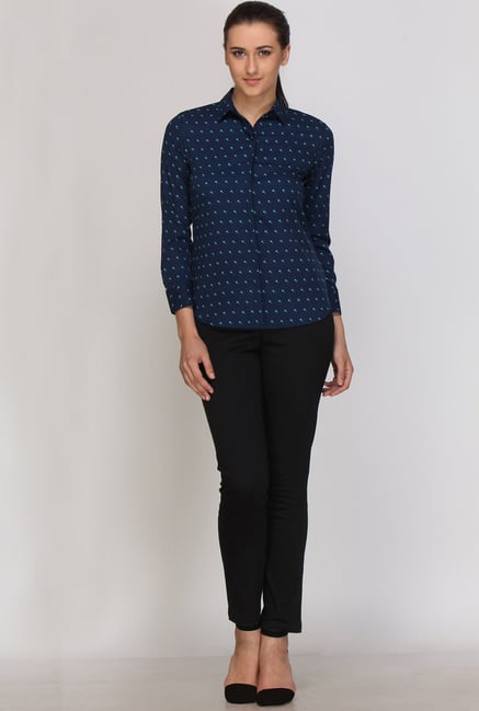 Kaaryah Navy Print Shirt Kaaryah Navy Print Shirt