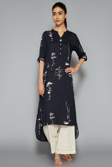 Utsa by Westside Black Floral Print Kurta Utsa by Westside Black Floral Print Kurta