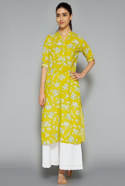 Utsa by Westside Lime Floral Print Kurta Utsa by Westside Lime Floral Print Kurta