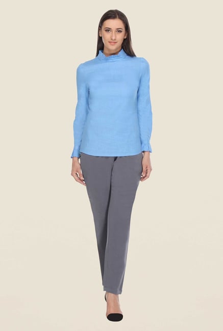 Kaaryah Blue Linen Top Kaaryah Blue Linen Top