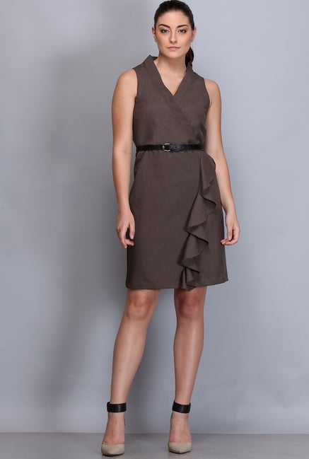 Kaaryah Coffee Solid Dress Kaaryah Coffee Solid Dress