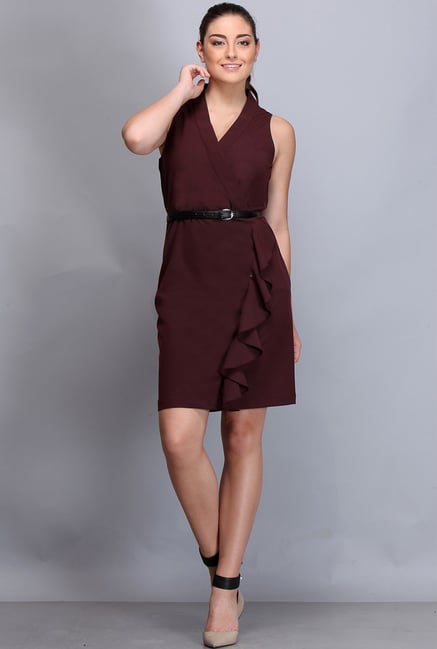 Kaaryah Wine Solid Dress Kaaryah Wine Solid Dress