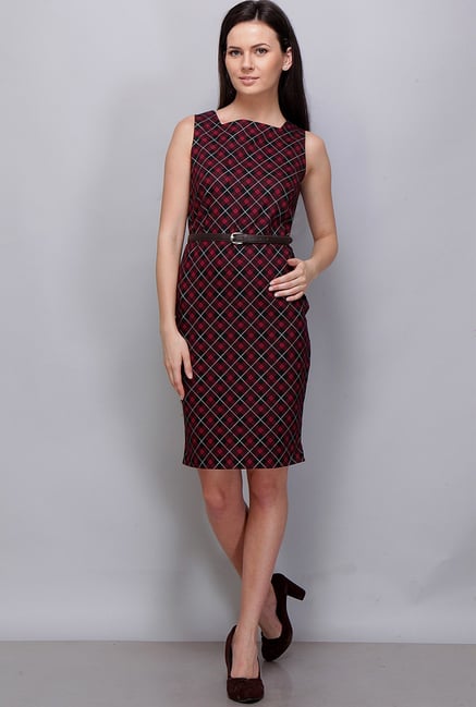 Kaaryah Burgundy Checked Dress Kaaryah Burgundy Checked Dress