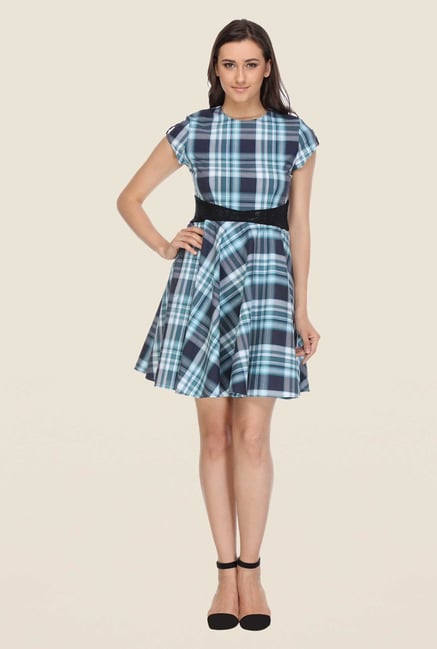 Kaaryah Blue Checked Dress Kaaryah Blue Checked Dress