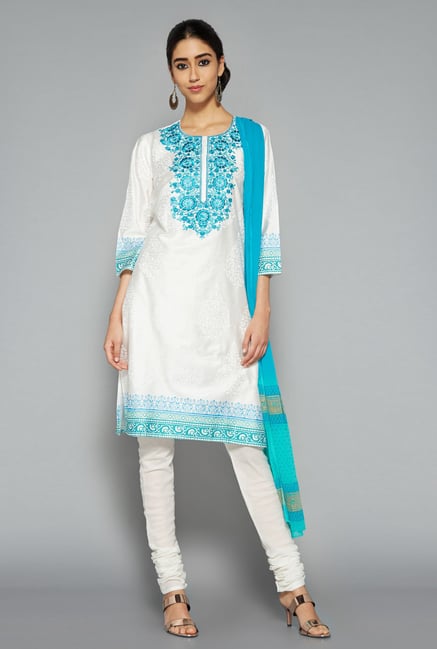 Vark by Westside White Embroidered Suit Set Vark by Westside White Embroidered Suit Set