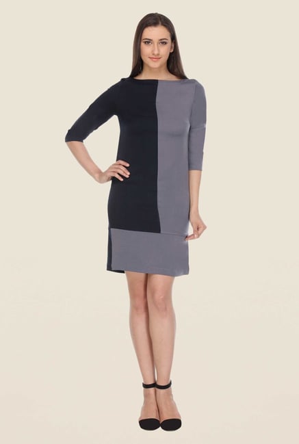 Kaaryah Black & Grey Solid Dress Kaaryah Black & Grey Solid Dress