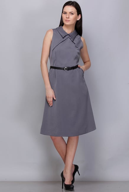 Kaaryah Grey Solid Dress Kaaryah Grey Solid Dress