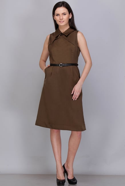 Kaaryah Olive Solid Dress Kaaryah Olive Solid Dress