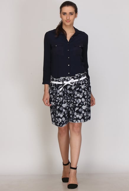 Kaaryah Navy Printed Shorts Kaaryah Navy Printed Shorts