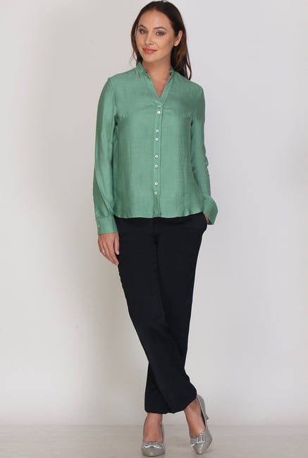 Kaaryah Green Solid Shirt Kaaryah Green Solid Shirt