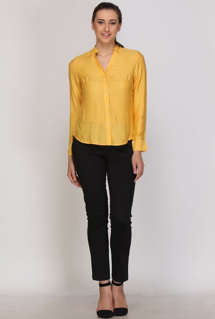 Kaaryah Yellow Solid Shirt Kaaryah Yellow Solid Shirt
