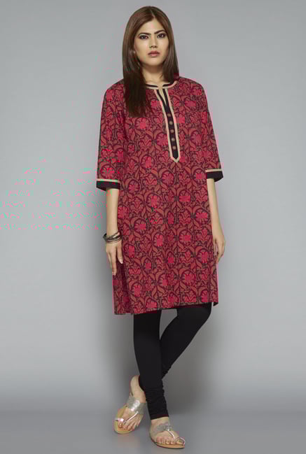 Gia by Westside Pink Floral Print Kurta Gia by Westside Pink Floral Print Kurta