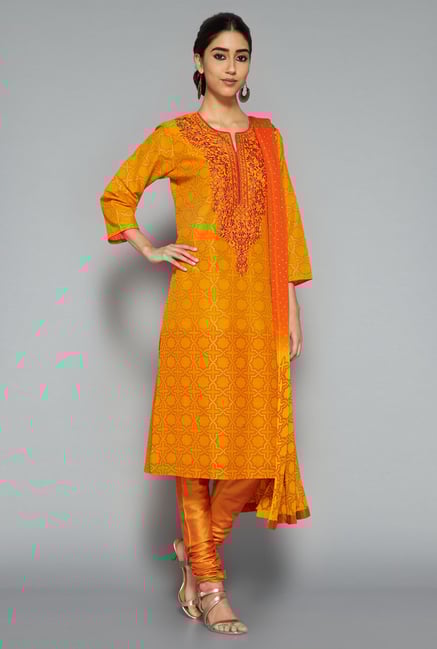 Vark by Westside Orange Printed Suit Set Vark by Westside Orange Printed Suit Set