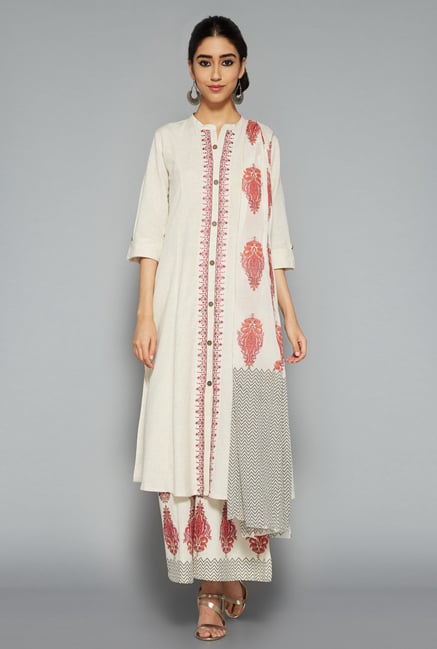 Vark by Westside Beige Embroidered Suit Set Vark by Westside Beige Embroidered Suit Set