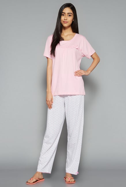 Intima by Westside Grey & Pink Printed Pyjama Set Intima by Westside Grey & Pink Printed Pyjama Set
