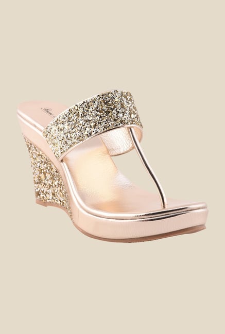 Bruno Manetti Golden T-Strap Wedges Bruno Manetti Golden T-Strap Wedges