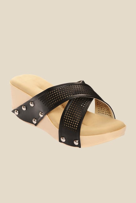 Bruno Manetti Black Cross Strap Wedges Bruno Manetti Black Cross Strap Wedges