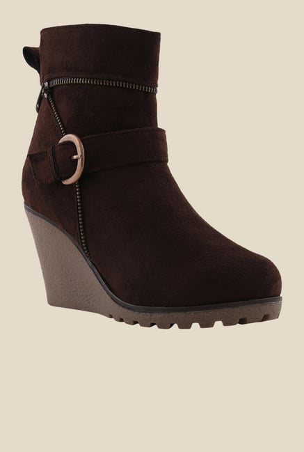 Bruno Manetti Brown Wedge Heeled Booties Bruno Manetti Brown Wedge Heeled Booties