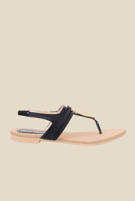 Bruno Manetti Black T-Strap Sandals Bruno Manetti Black T-Strap Sandals