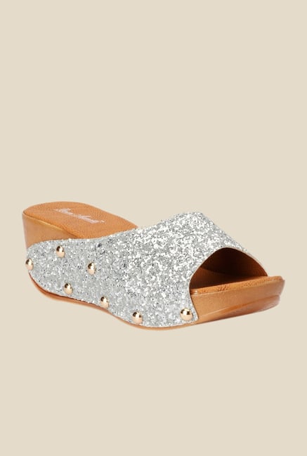 Bruno Manetti Silver Wedge Heeled Sandals Bruno Manetti Silver Wedge Heeled Sandals