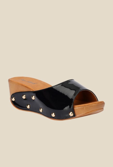 Bruno Manetti Black Wedge Heeled Sandals Bruno Manetti Black Wedge Heeled Sandals