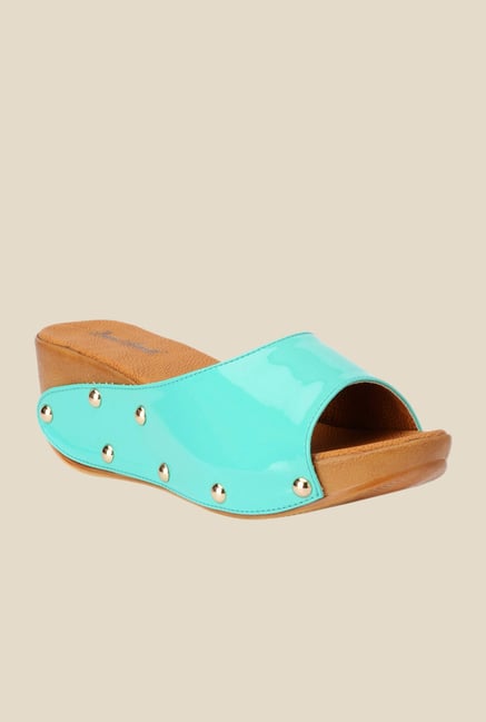 Bruno Manetti Turquoise Wedge Heeled Sandals Bruno Manetti Turquoise Wedge Heeled Sandals