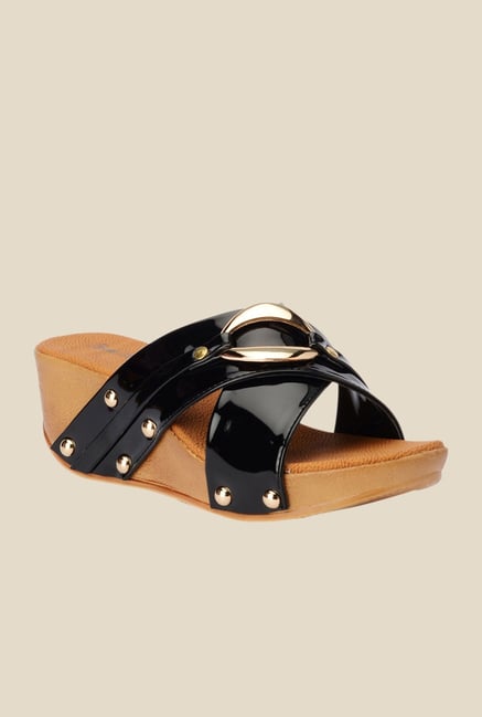 Bruno Manetti Black Cross Strap Wedges Bruno Manetti Black Cross Strap Wedges