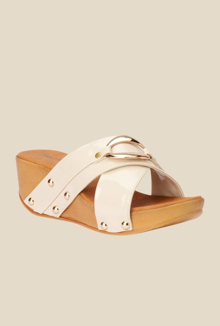 Bruno Manetti Cream Cross Strap Wedges Bruno Manetti Cream Cross Strap Wedges