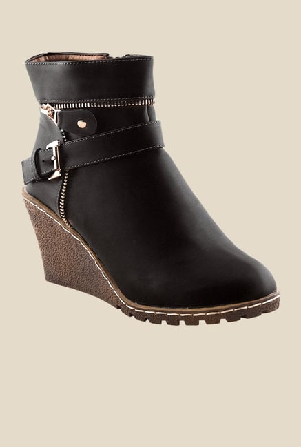 Bruno Manetti Black Wedge Heeled Booties Bruno Manetti Black Wedge Heeled Booties