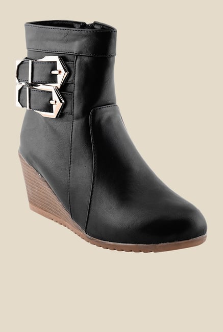 Bruno Manetti Black Wedge Heeled Booties Bruno Manetti Black Wedge Heeled Booties