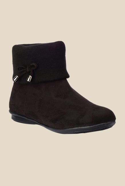 Bruno Manetti Dark Brown & Black Flat Booties Bruno Manetti Dark Brown & Black Flat Booties