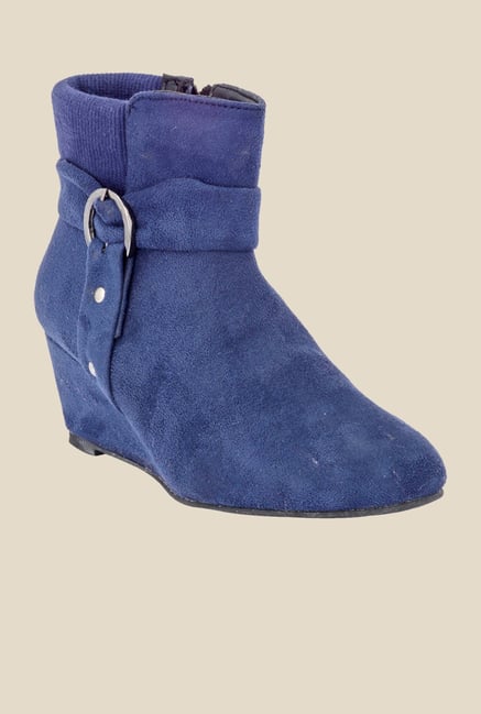 Bruno Manetti Blue Wedge Heeled Booties Bruno Manetti Blue Wedge Heeled Booties