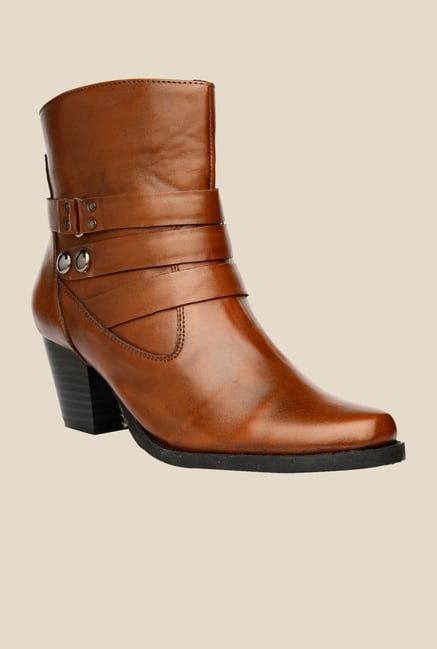 Bruno Manetti Tan Block Heeled Booties Bruno Manetti Tan Block Heeled Booties