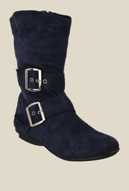 Bruno Manetti Navy Flat Booties Bruno Manetti Navy Flat Booties