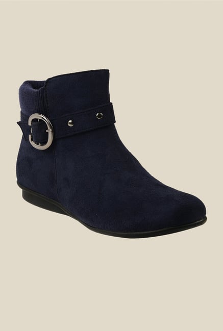 Bruno Manetti Navy Flat Booties Bruno Manetti Navy Flat Booties