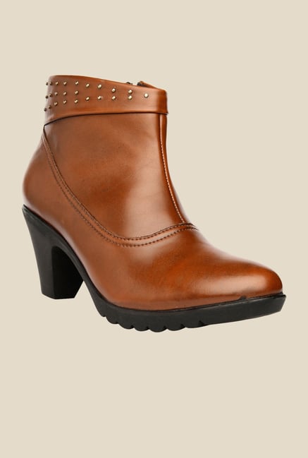 Bruno Manetti Tan Block Heeled Booties Bruno Manetti Tan Block Heeled Booties