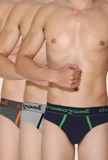Chromozome Ink Blue, Grey & Charcoal Briefs (Pack Of 3) Chromozome Ink Blue, Grey & Charcoal Briefs (Pack Of 3)