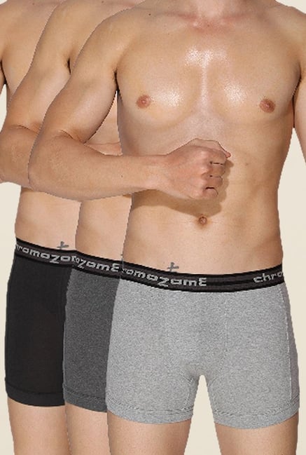 Chromozome Grey, Charcoal, Ash Solid Trunks (Pack Of 3) Chromozome Grey, Charcoal, Ash Solid Trunks (Pack Of 3)