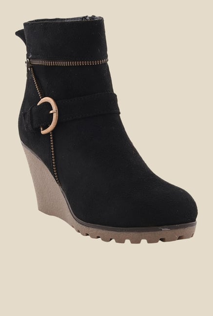 Bruno Manetti Black Wedge Heeled Booties Bruno Manetti Black Wedge Heeled Booties