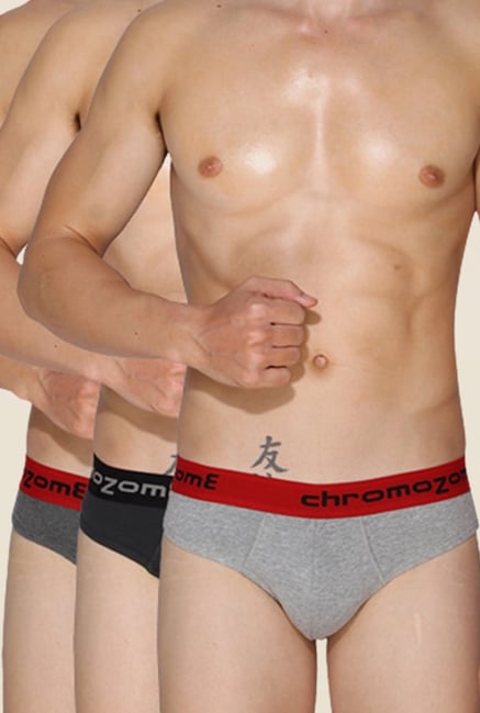 Chromozome Grey, Ash & Charcoal Briefs (Pack Of 3) Chromozome Grey, Ash & Charcoal Briefs (Pack Of 3)