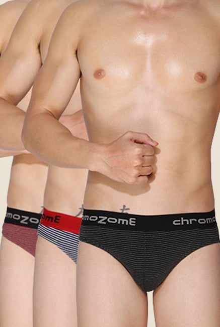 Chromozome Black, Navy & Red Briefs (Pack Of 3) Chromozome Black, Navy & Red Briefs (Pack Of 3)