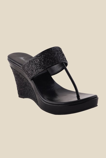 Bruno Manetti Black T-Strap Wedges Bruno Manetti Black T-Strap Wedges
